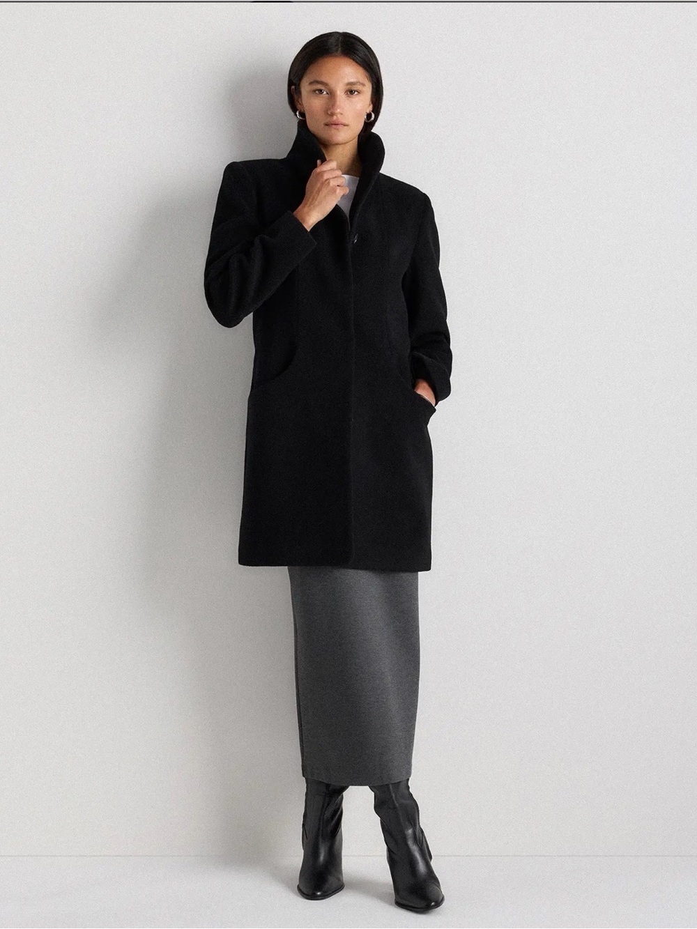 Quince Wool Cashmere Cocoon Coat Black S NWT Quiet Luxury Minimalist